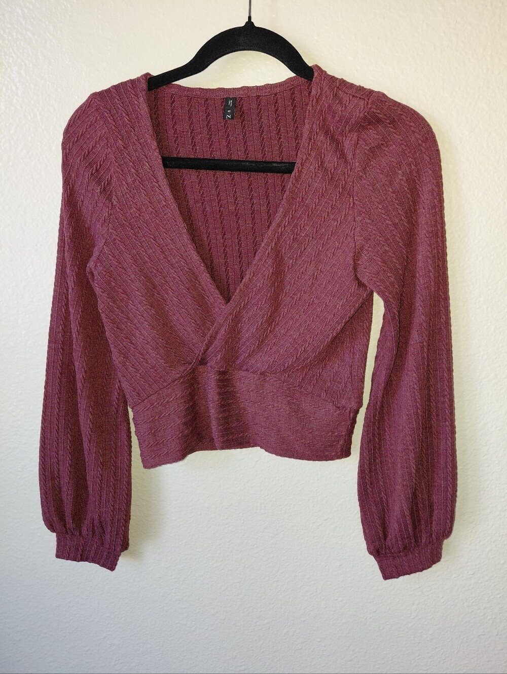 Zaful--Women's M Textured Wrap Crop Top in Mauve